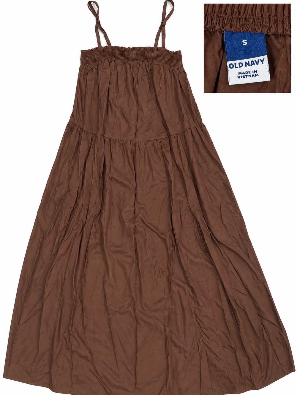 Old Navy Brown Tiered Maxi Dress with Spaghetti Straps